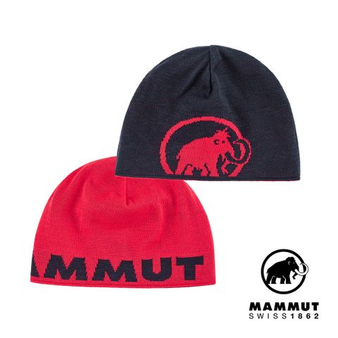 MAMMUT 長毛象 Logo Beanie 正反兩用LOGO保暖羊毛帽 杜鵑紅 #1191-04891