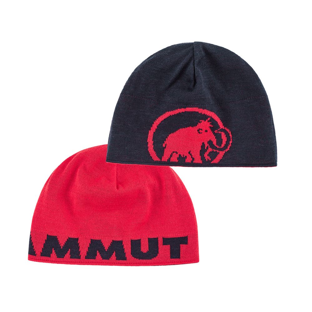 MAMMUT 長毛象 Logo Beanie 正反兩用LOGO保暖羊毛帽 杜鵑紅 #1191-04891