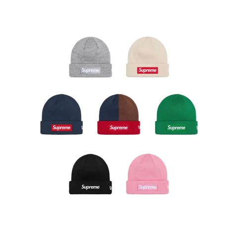 FW24 Week14 New Era Box Logo 毛帽 藍 灰 白 翻邊 保暖 冬季 帽子