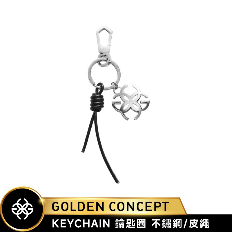 Golden Concept  鑰匙圈 不鏽鋼小牛皮 AC-KCR-BK-SL