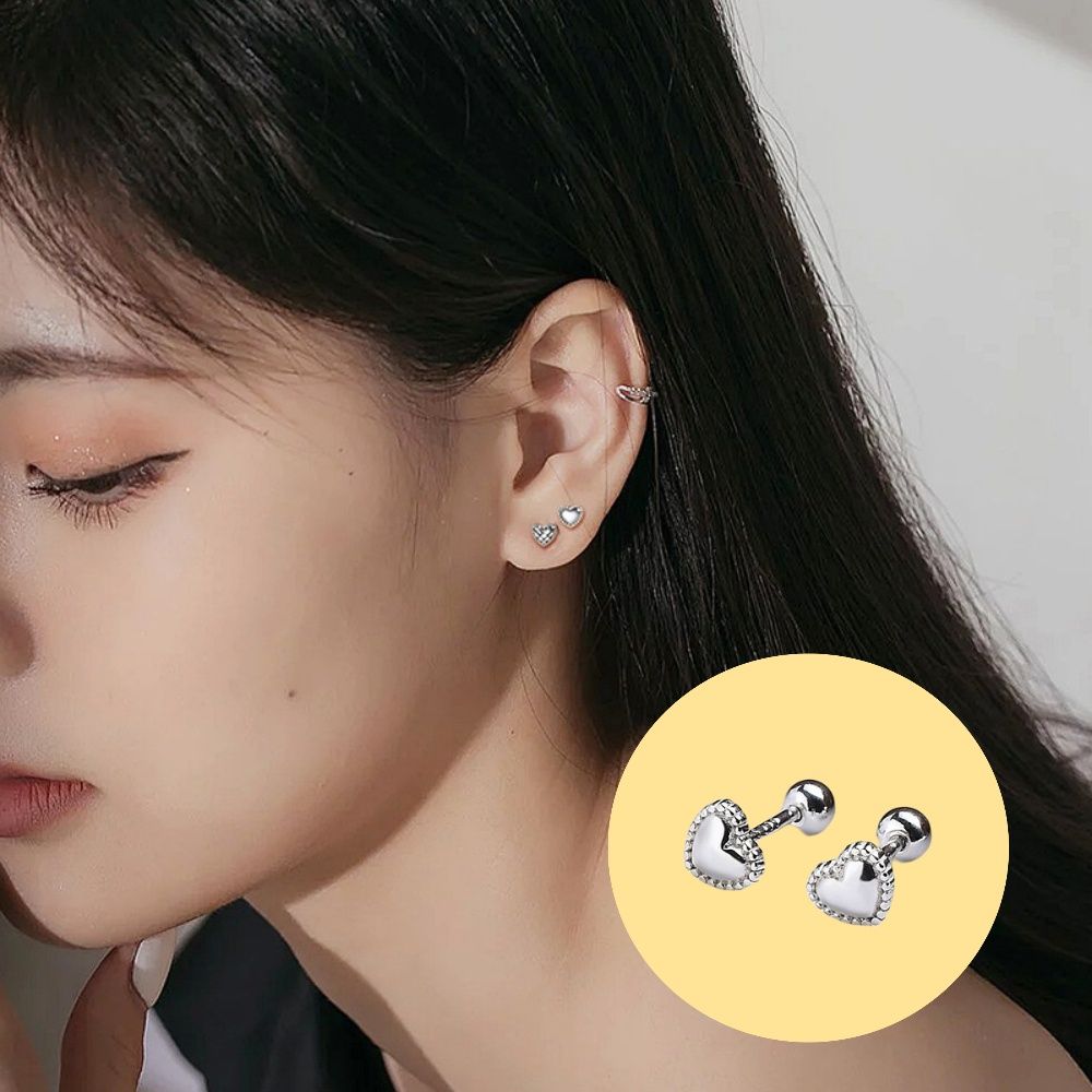 A&R】韓風s999純銀愛你的心形款轉珠耳環兩款任選- PChome 24h購物