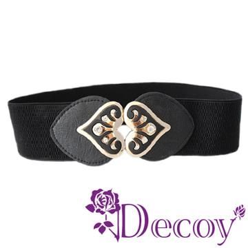 Decoy 桃心花紋水鑽彈性腰封/黑