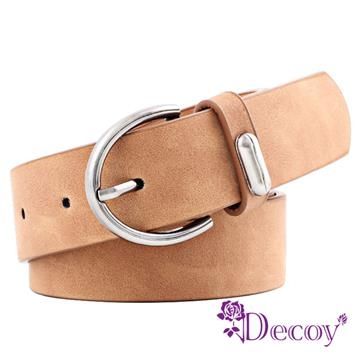 【Decoy】霧粉色調＊圓型扣寬版時尚皮帶/駝