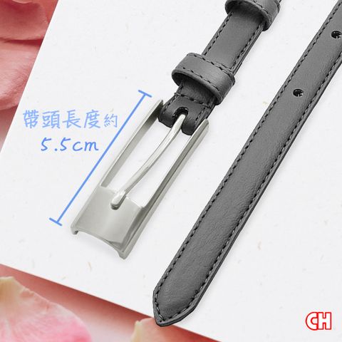 CH-BELT 銓丞皮帶 特色長版帶頭 超細版女生皮帶腰帶(灰)