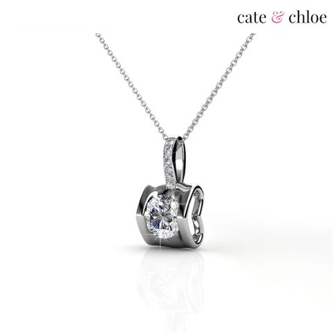 Cate & Chloe Billie 18K白金心之所向造型項鍊(施華洛世奇水晶)