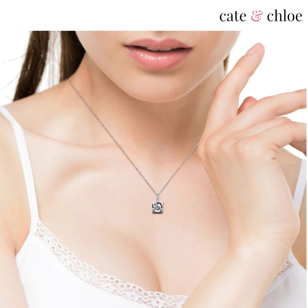  Cate & Chloe Billie 18K白金心之所向造型項鍊(施華洛世奇水晶)