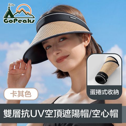 GoPeaks 蛋捲式收納可調節雙層抗UV空頂遮陽帽/空心帽