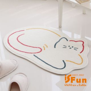 【iSFun】彩色貓咪＊羊羔絨毛腳踏浴室地墊40x65cm