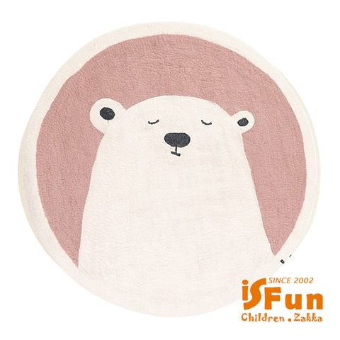 iSFun 睡眠白熊羊羔絨毛腳踏床邊地墊80x80cm/粉