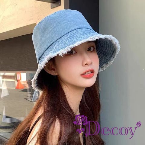 Decoy 復古牛仔*帽檐抽鬚防曬遮陽漁夫水桶帽/淺藍