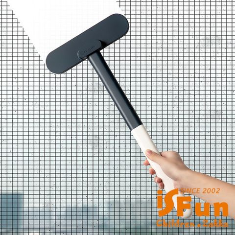 【iSFun】輕鬆除塵*免拆窗絨毛刷面加寬乾濕兩用紗窗刷/撞色藍白