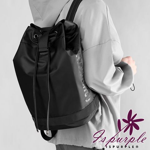 【iSPurple】時尚潮流 旅行休閒大容量男士雙肩背包/黑色