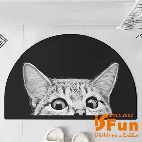 iSFun 40x60cm硅藻泥吸水墊軟墊 浴室門口地墊防滑腳墊/小貓