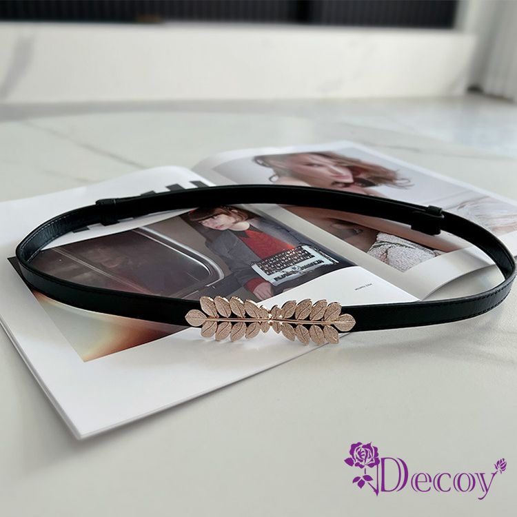 Decoy 金色葉片可伸縮細皮革腰封