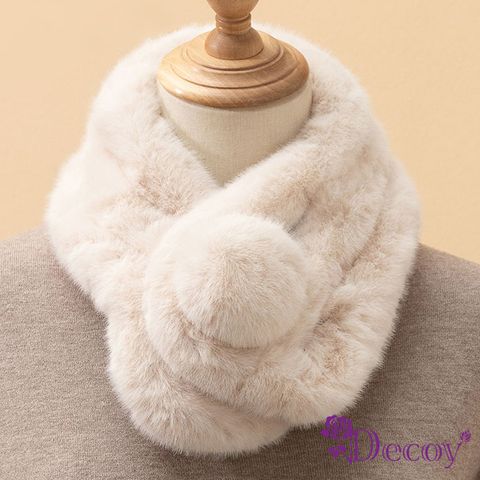 【Decoy】軟軟毛球＊保暖仿兔毛絨交叉脖圍圍巾