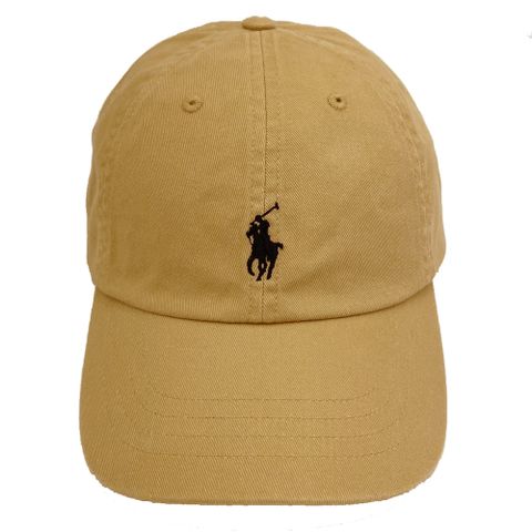 RALPH LAUREN POLO POLO刺繡小馬LOGO鴨舌/棒球帽(卡其/深藍)