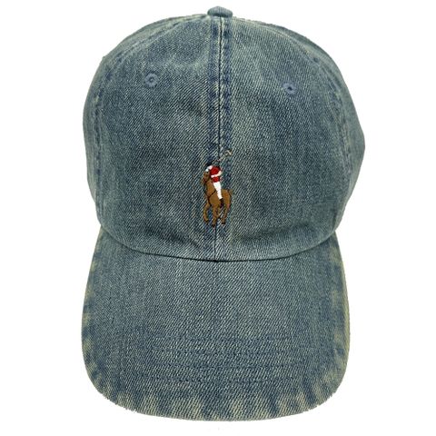 RALPH LAUREN POLO POLO刺繡小馬LOGO鴨舌/棒球帽(仿舊洗黃牛仔藍)