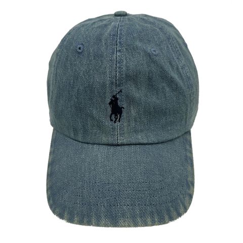RALPH LAUREN POLO POLO刺繡小馬LOGO鴨舌/棒球帽(仿舊牛仔藍)