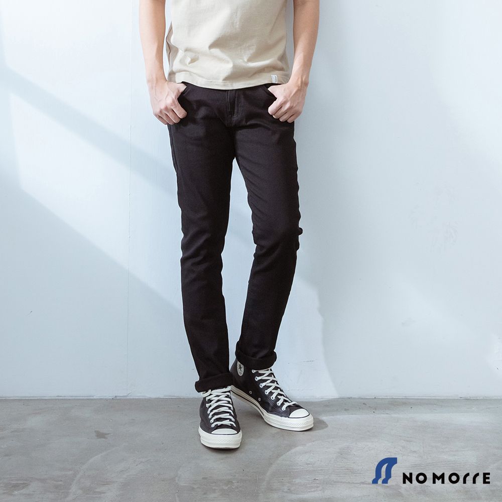 NoMorre 男裝 休閒褲 直筒褲 長褲 Slim Fit 修身 M-3L 黑色 現貨#5296