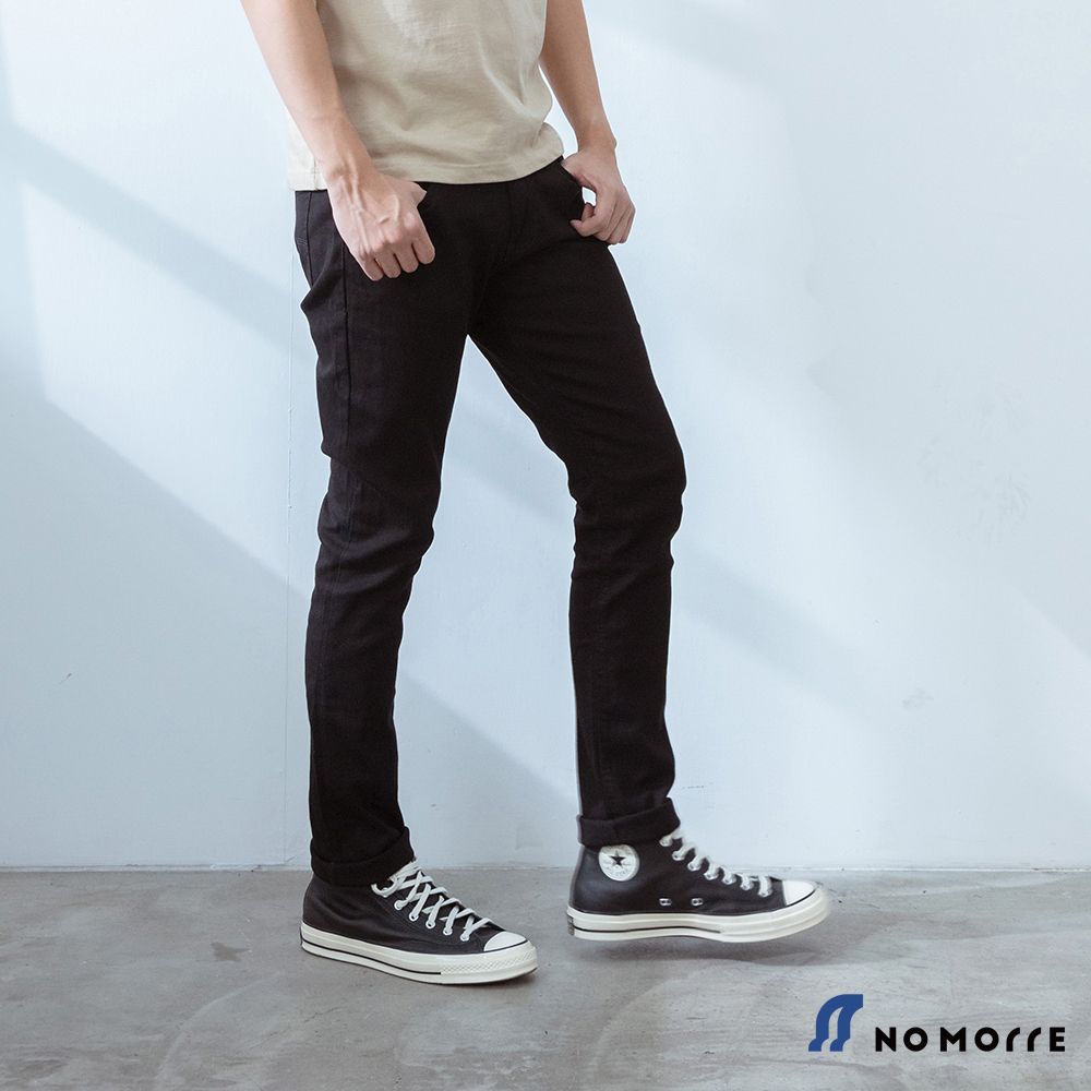 NoMorre 男裝 休閒褲 直筒褲 長褲 Slim Fit 修身 M-3L 黑色 現貨#5296