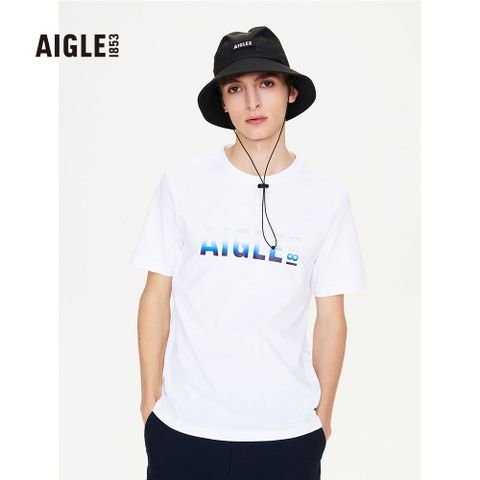 AIGLE 男 有機棉短袖T恤(AG-FAD32A130)-白色