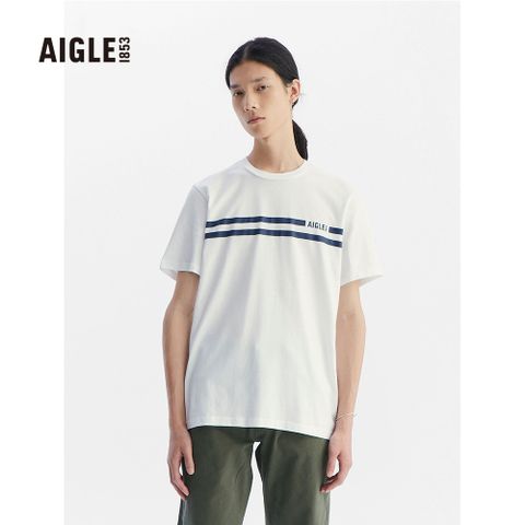 AIGLE 男 有機棉短袖T恤(AG-FAE30A130)-白色