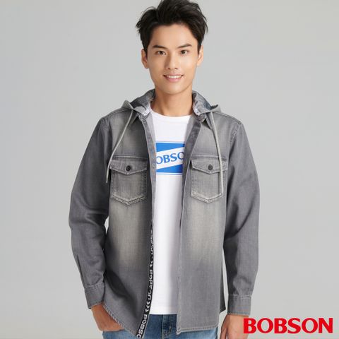 【BOBSON】男款門襟織帶裝飾襯衫(JM0027-87)