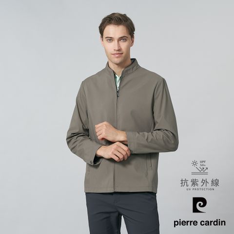 【pierre cardin 皮爾卡登】男裝 都會休閒立領薄夾克外套-橄欖綠 (5245602-47)