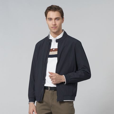 【pierre cardin 皮爾卡登】男裝 都會休閒立領鋪棉夾克外套-深藍色 (5245701-38)