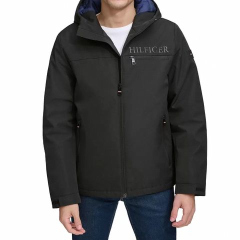 TOMMY 熱銷印刷文字風衣外套-黑色