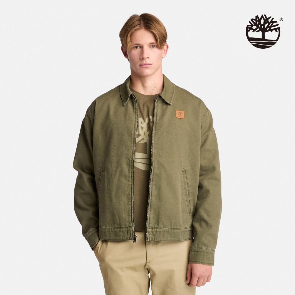 Timberland 男款軍綠色帆布外套｜A6AUGA58
