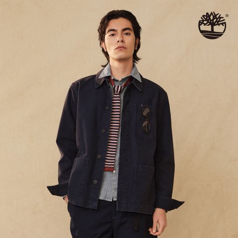 Timberland 男款深寶石藍休閒水洗帆布外套|A425F433