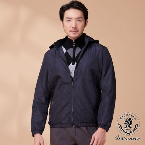 【BARONECE】防風刷毛連帽休閒夾克_黑(624375-10)