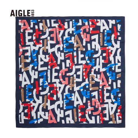 AIGLE ALODIN PR 棉質風格披巾(AG-FK928A055)-印花藍