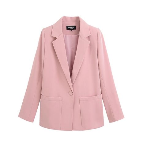 女西裝外套休閒西服-粉色寬鬆薄款中長版女外套73xs26【巴黎精品】