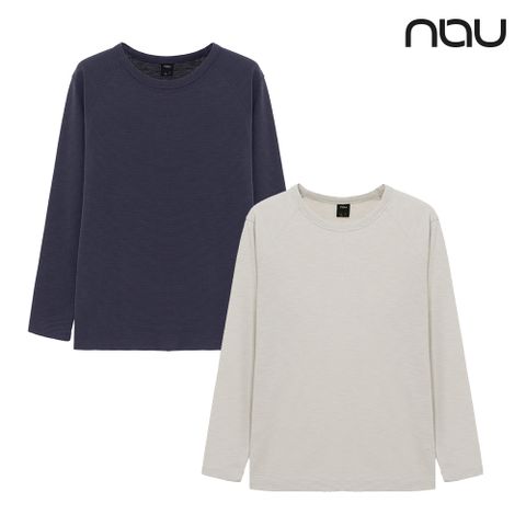 【nau】SANDWASHING長袖上衣(淺米色/灰色)-新膚透氣 抗菌除臭|NUDB2NC701