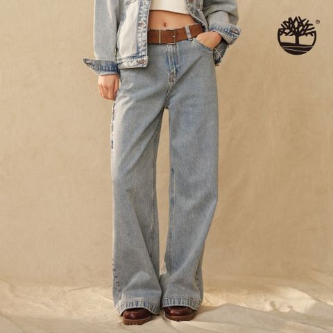 Timberland 女款藍灰色天絲™牛仔寬褲|A5YXYEPJ
