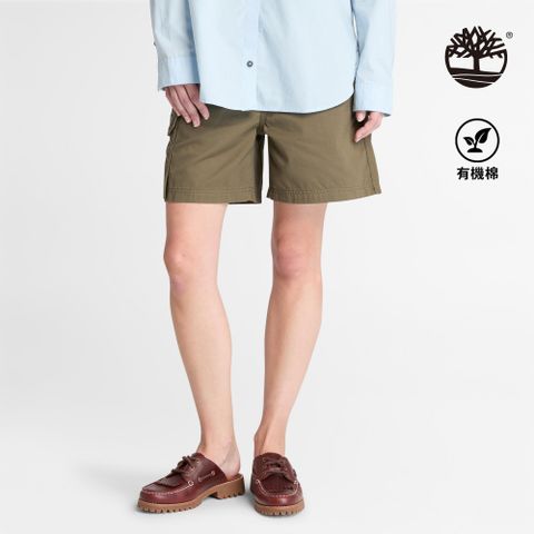Timberland 女款軍綠色休閒純棉短褲|A5P2PA58