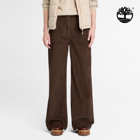 Timberland 女款深棕色燈芯絨寬褲|A41DB243