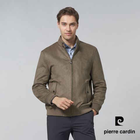 Pierre Cardin 皮爾卡登 男裝 都會休閒仿麂皮立領鋪棉夾克外套-卡其色 (5245762-84)