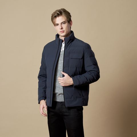 【pierre cardin 皮爾卡登】男裝 都會休閒彈性立領羽絨夾克外套-灰色 (5245772-95)