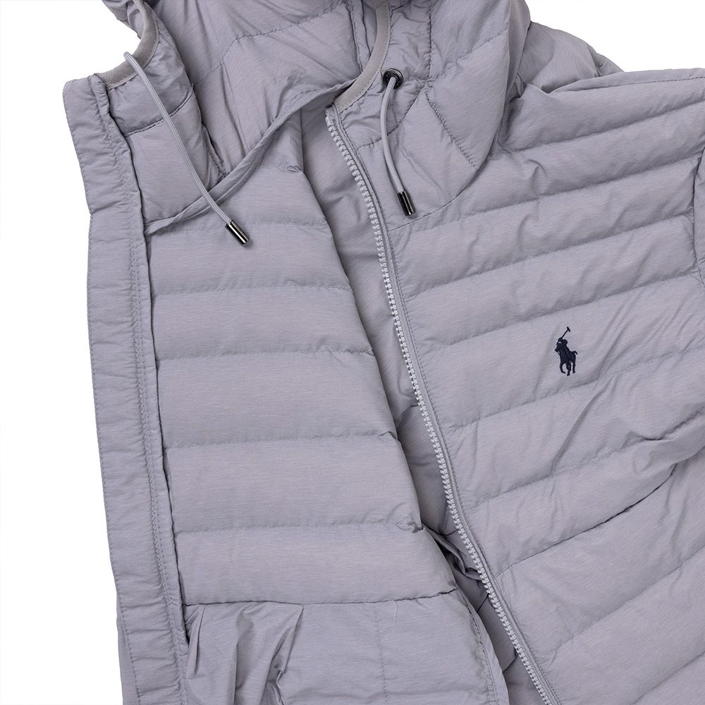 RALPH LAUREN POLO RL 熱銷刺繡小馬連帽羽絨外套(可口袋收納)-灰色