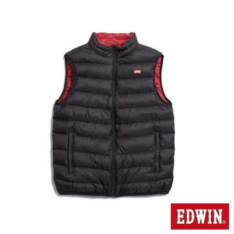 EDWIN 男裝 超輕量可收納雙面穿羽絨背心 (黑色)