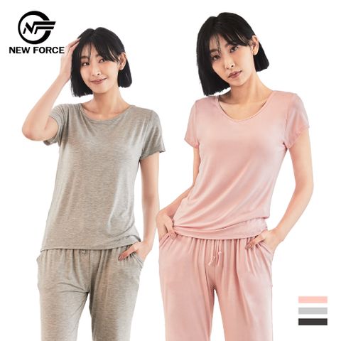 NEW FORCE 莫代爾Bra短袖七分褲套裝-3色可選