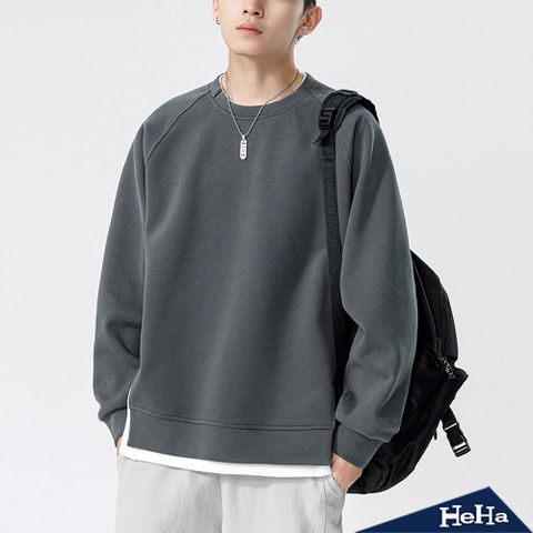 【HeHa】重磅假兩件寬版長袖上衣 三色