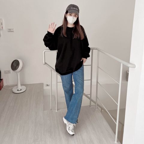 【AMERO】男女款 長袖素面大學T 寬鬆版型 情侶裝