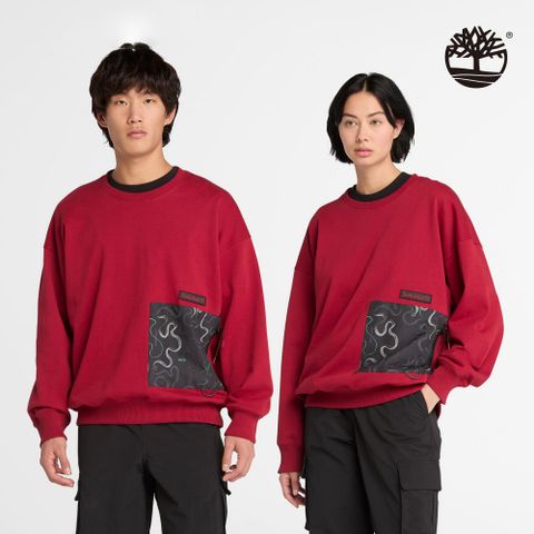 Timberland 中性紅色新年特別款圓領長袖上衣|A6C4C620