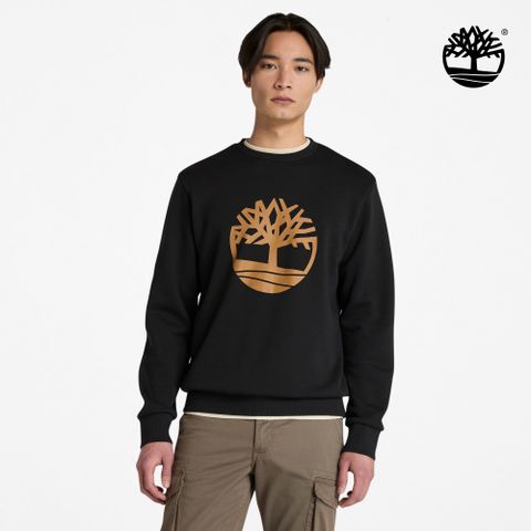 Timberland 男款黑色大LOGO圓領長袖上衣|A6K47001