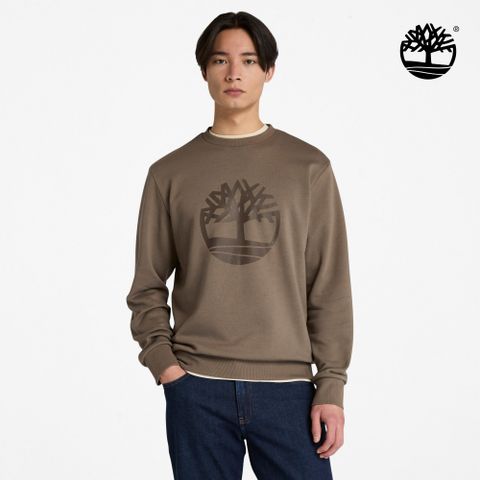 Timberland 男款咖啡色大LOGO圓領長袖上衣|A6K47BK0