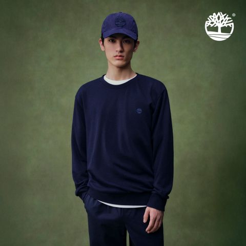 Timberland 男款深寶石藍圓領長袖上衣|A6JNUZ02